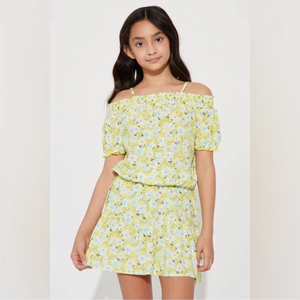 Yellow Floral Off-Shoulder Dress